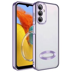 Samsung Galaxy M14 Kılıf Kamera Korumalı Logo Gösteren Omega Kapak Derin Mor