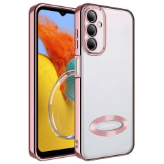 Samsung Galaxy M14 Kılıf Kamera Korumalı Logo Gösteren Omega Kapak Derin Mor