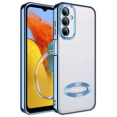 Samsung Galaxy M14 Kılıf Kamera Korumalı Logo Gösteren Omega Kapak Derin Mor