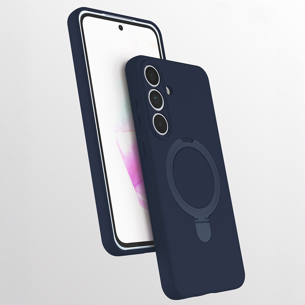 Samsung Galaxy S25 FE Kılıf Kablosuz Şarj Özellikli Standlı Samara Kapak Lacivert