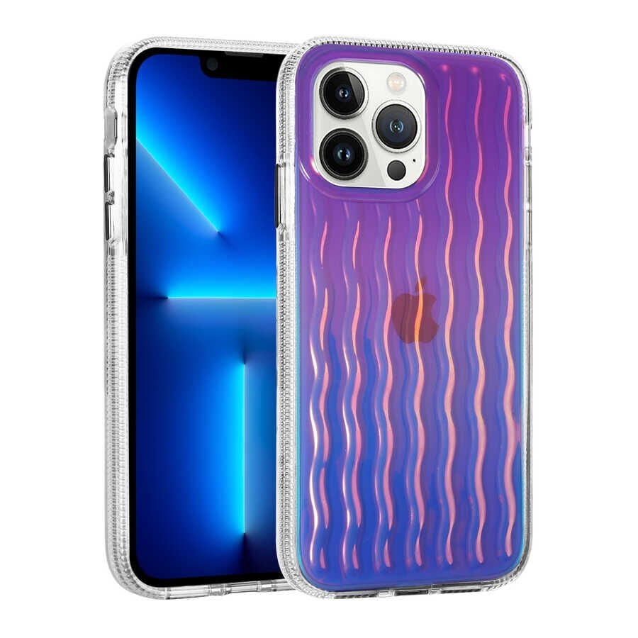 iPhone 14 Pro Max Kılıf Kabartmalı Dalga Tasarımlı Silikon  İsmira Kapak NO10