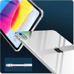 iPad 10.9 2022 (10.Nesil) Kılıf Nitro Anti Shock Darbe Emici Köşe Korumalı Şeffaf Silikon Kapak Renksiz