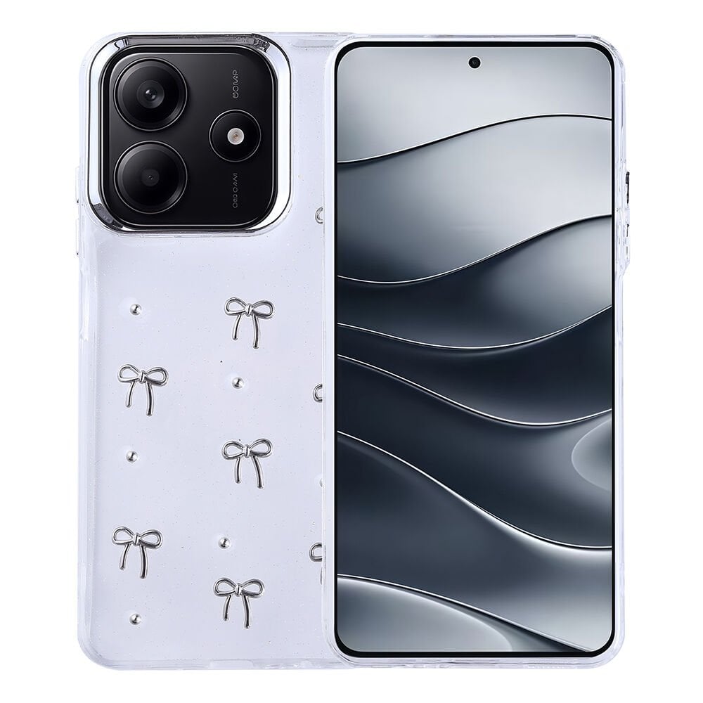 Xiaomi Redmi Note 14 4G Kılıf Airbag Tasarımlı Simli Şeffaf Kutup Kapak