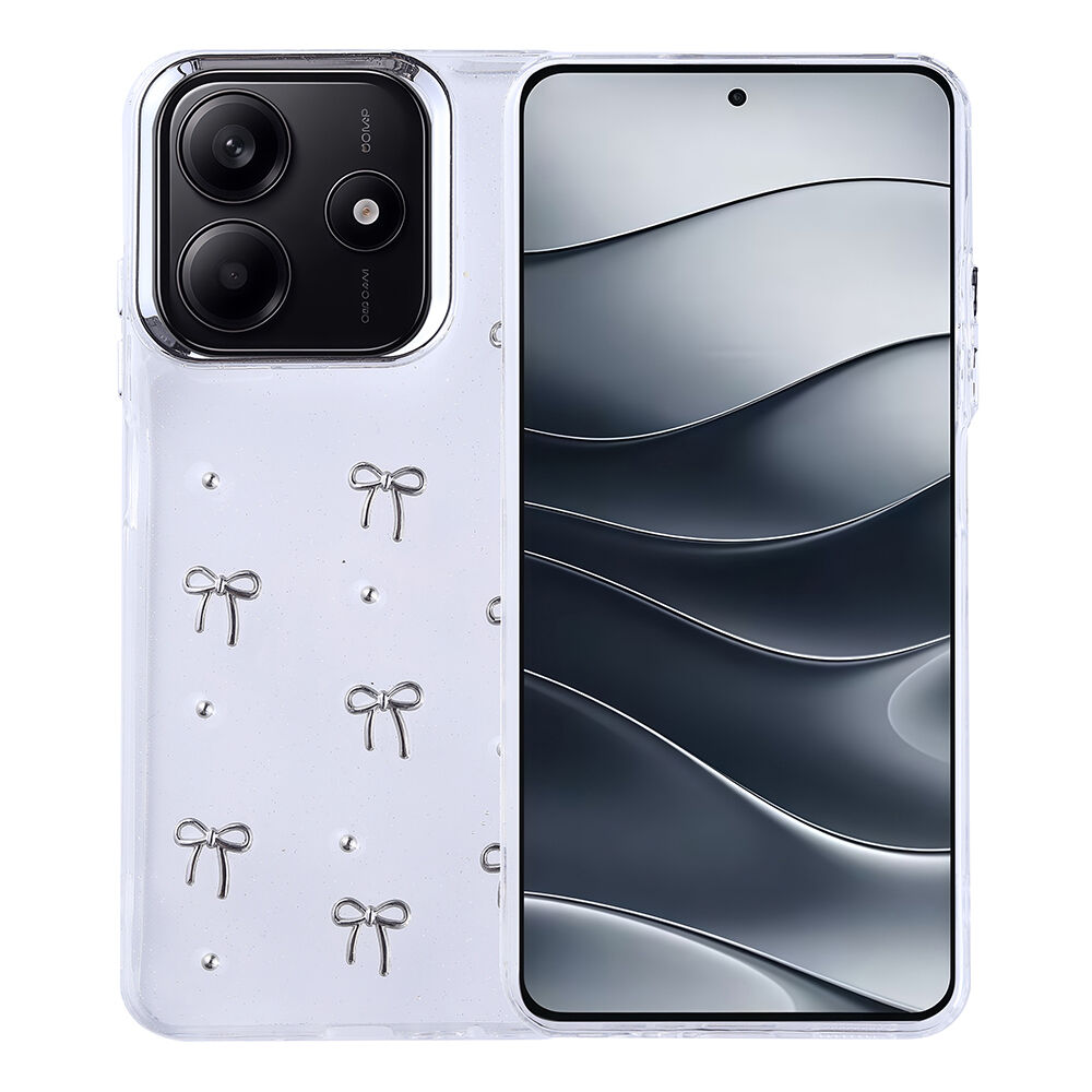Xiaomi Redmi Note 14 4G Kılıf Airbag Tasarımlı Simli Şeffaf Kutup Kapak Fiyonk