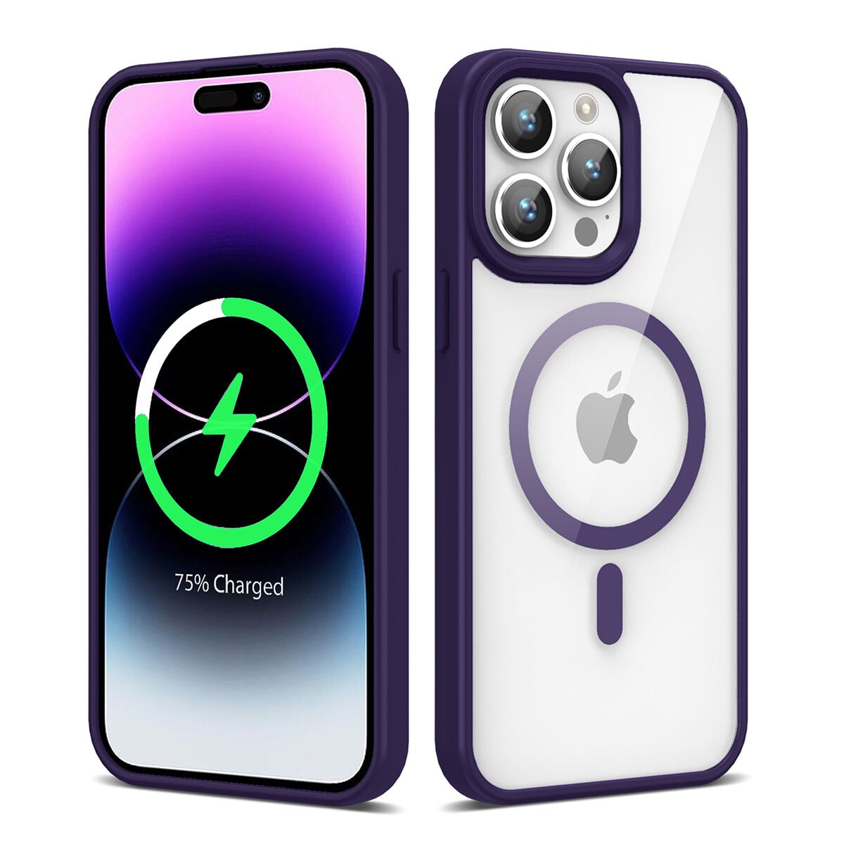 iPhone 14 Pro Kılıf Magsafe Wireless Şarj Özellikli Silikon Ege Kapak Derin Mor