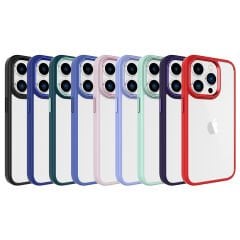 iPhone 15 Pro Max Kılıf Renkli Silikon Kenarlı Krom Kapak Kılıf