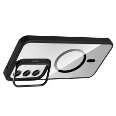 Samsung Galaxy S25 FE Kılıf Standlı ve Kamera Lens Hediyeli M-Safe Şarj Özellikli Etro Kapak