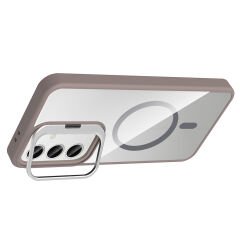 Samsung Galaxy S25 FE Kılıf Standlı ve Kamera Lens Hediyeli M-Safe Şarj Özellikli Etro Kapak