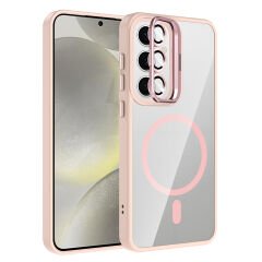 Samsung Galaxy S25 FE Kılıf Standlı ve Kamera Lens Hediyeli M-Safe Şarj Özellikli Etro Kapak