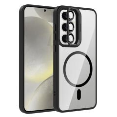 Samsung Galaxy S25 FE Kılıf Standlı ve Kamera Lens Hediyeli M-Safe Şarj Özellikli Etro Kapak