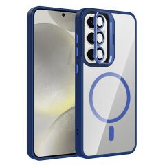 Samsung Galaxy S25 FE Kılıf Standlı ve Kamera Lens Hediyeli M-Safe Şarj Özellikli Etro Kapak