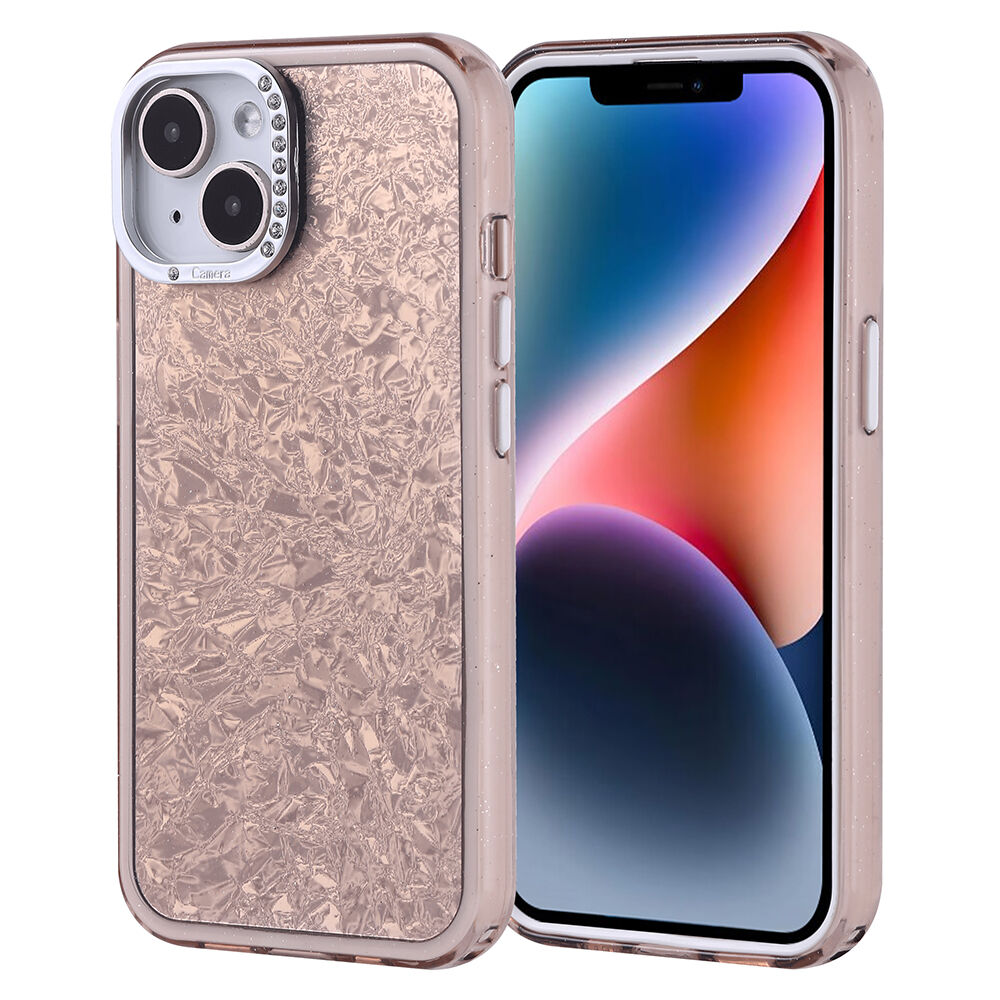 iPhone 13 Kılıf Taşlı Tasarımlı Kapi Kapak Gold