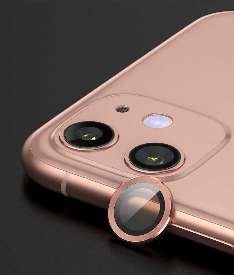 iPhone 11 CL-07 Kamera Lens Koruyucu Rose Gold