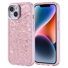 iPhone 13 Kılıf Taşlı Tasarımlı Kapi Kapak Pembe