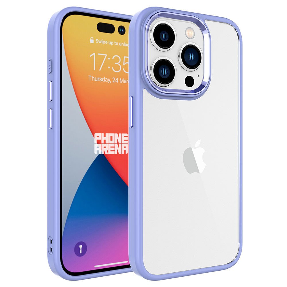 iPhone 15 Pro Max Kılıf Renkli Silikon Kenarlı Krom Kapak Kılıf Lila