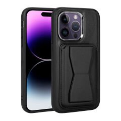 iPhone 14 Pro Kılıf Kartlıklı Standlı ​Pu Deri Memo Kapak