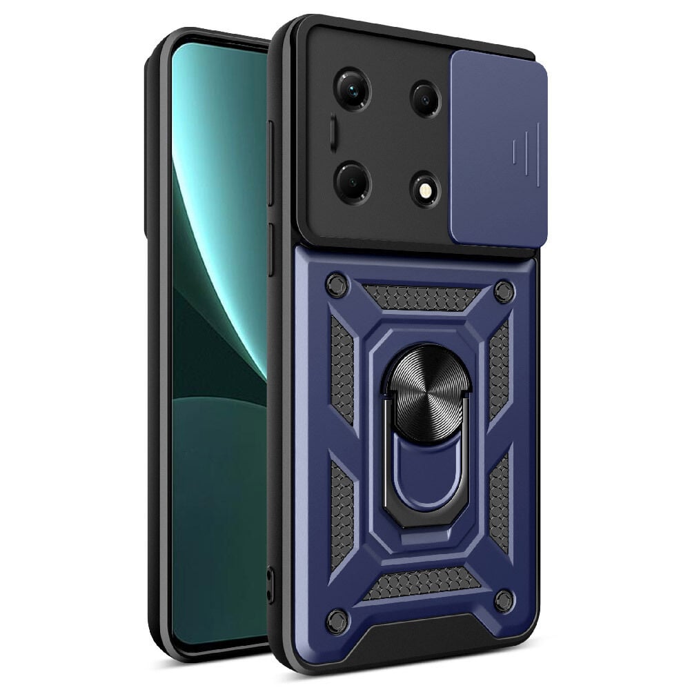 İnfinix Note 30 VIP Kılıf Magnetik Standlı Kamera Korumalı Sürgülü Vega Kapak Lacivert