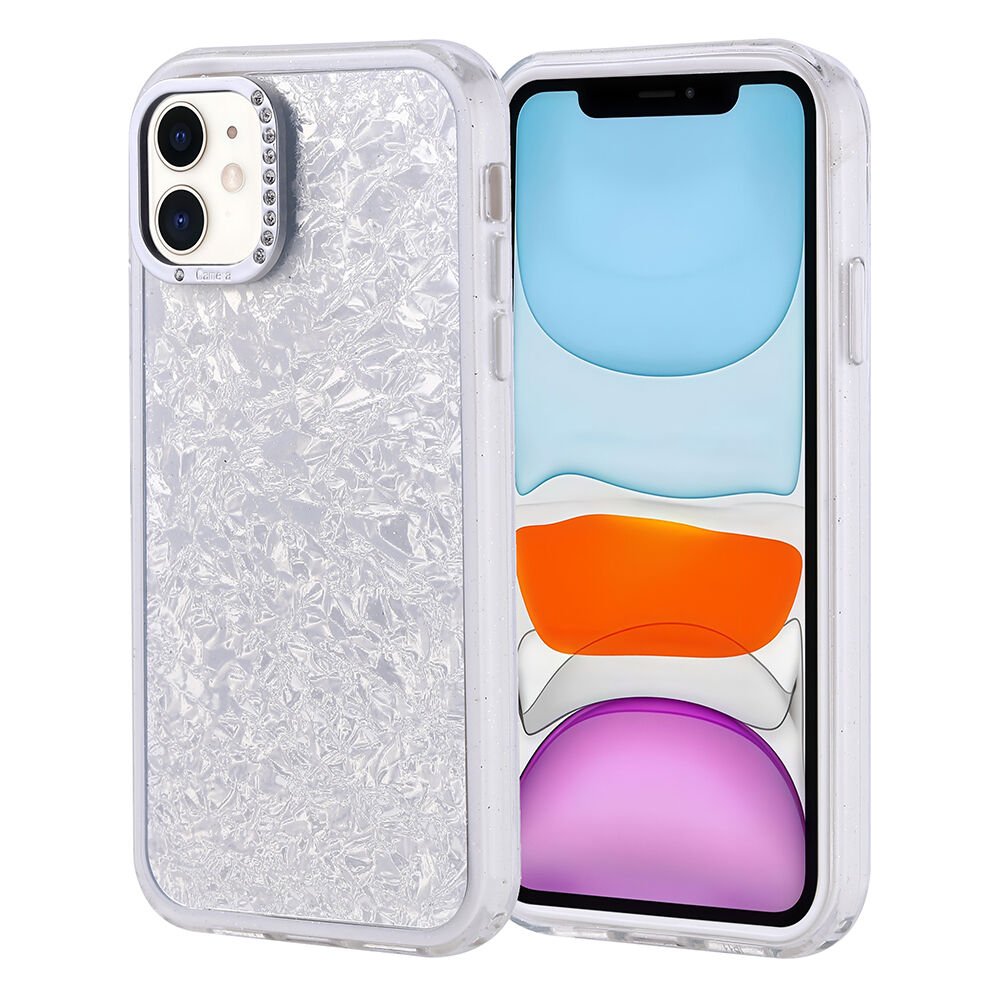 iPhone 11 Kılıf Taşlı Tasarımlı Kapi Kapak Gümüş