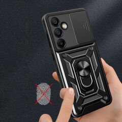 Samsung Galaxy S24 FE Kılıf Magnetik Standlı Kamera Korumalı Sürgülü Vega Kapak