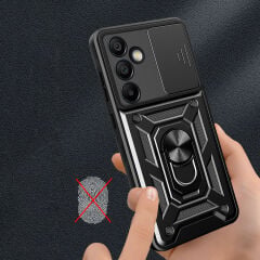 Samsung Galaxy S24 FE Kılıf Magnetik Standlı Kamera Korumalı Sürgülü Vega Kapak
