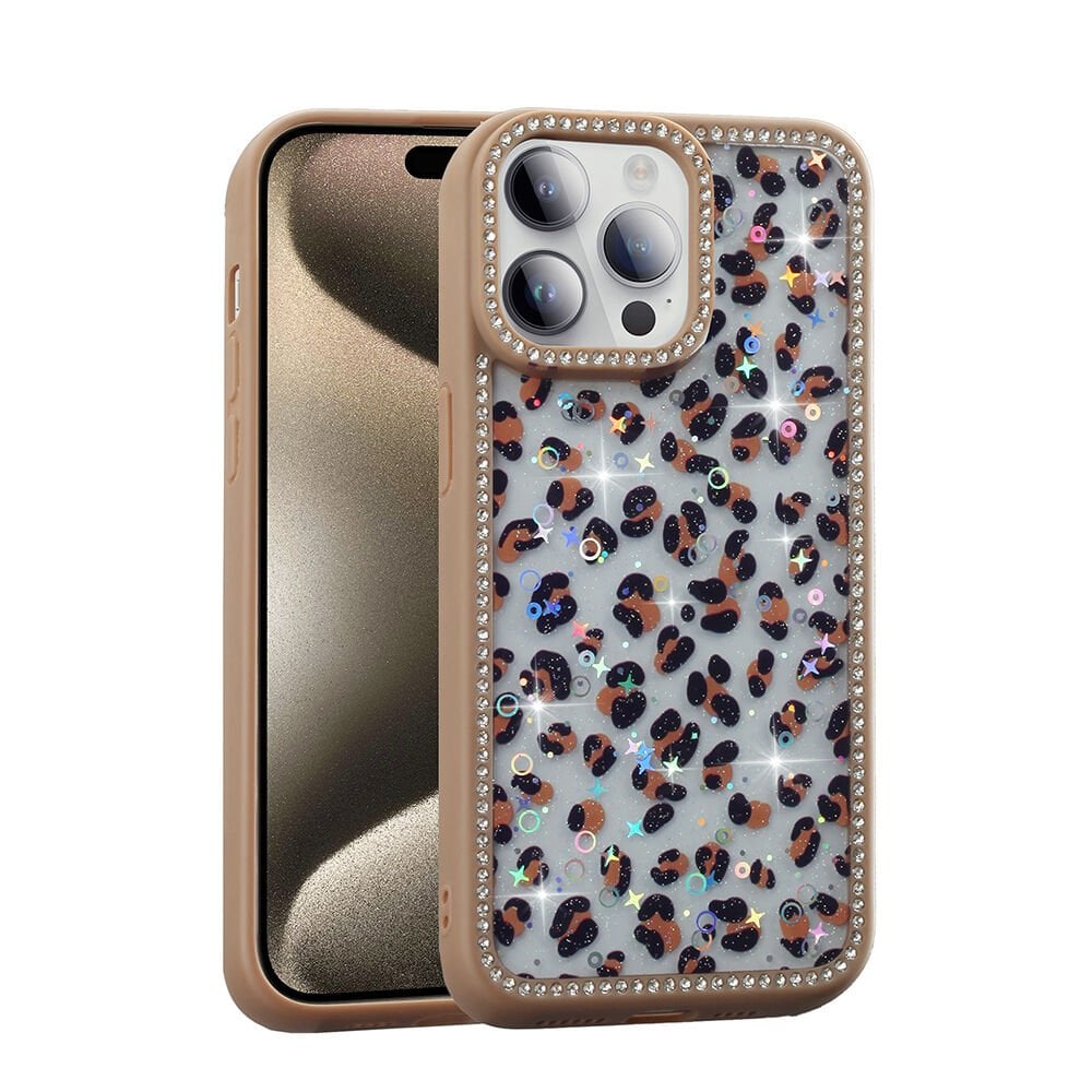iPhone 14 Pro Kılıf Taşlı ve Simli Tasarım Azra Kapak