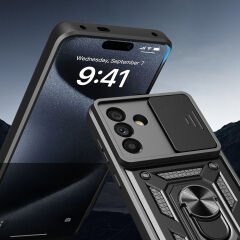 Samsung Galaxy A56 Kılıf Magnetik Standlı Kamera Korumalı Sürgülü Vega Kapak