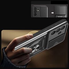 Samsung Galaxy A56 Kılıf Magnetik Standlı Kamera Korumalı Sürgülü Vega Kapak