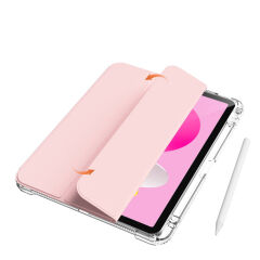iPad 10.9 2022 (10.Nesil) Kılıf Magnetik Ayrılabilen Airbagli Sliding Tablet Kılıfı Pembe