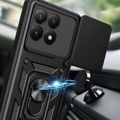 Xiaomi 15T Kılıf Magnetik Standlı Kamera Korumalı Sürgülü Tank Kapak