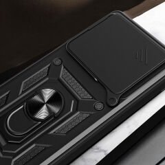 Xiaomi 15T Kılıf Magnetik Standlı Kamera Korumalı Sürgülü Tank Kapak