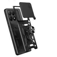 Xiaomi 15T Kılıf Magnetik Standlı Kamera Korumalı Sürgülü Tank Kapak