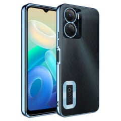 Vivo Y16 Kılıf Kamera Korumalı Logo Gösteren Omega Kapak Gümüş