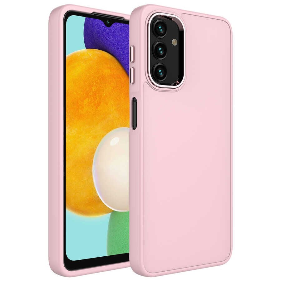 Samsung Galaxy A13 4G Kılıf Metal Çerçeve ve Buton Tasarımlı Silikon Luna Kapak