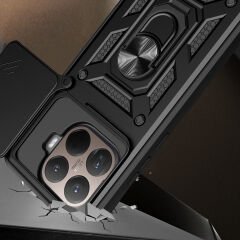 Xiaomi 15T Pro Kılıf Magnetik Standlı Kamera Korumalı Sürgülü Tank Kapak