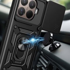 Xiaomi 15T Pro Kılıf Magnetik Standlı Kamera Korumalı Sürgülü Tank Kapak