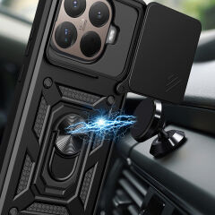 Xiaomi 15T Pro Kılıf Magnetik Standlı Kamera Korumalı Sürgülü Tank Kapak