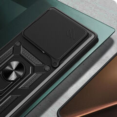 Xiaomi 15T Pro Kılıf Magnetik Standlı Kamera Korumalı Sürgülü Tank Kapak