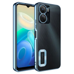 Vivo Y16 Kılıf Kamera Korumalı Logo Gösteren Omega Kapak Sierra Mavi