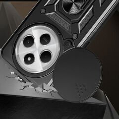 Xiaomi Redmi 14C 4G Kılıf Magnetik Standlı Kamera Korumalı Sürgülü Vega Kapak