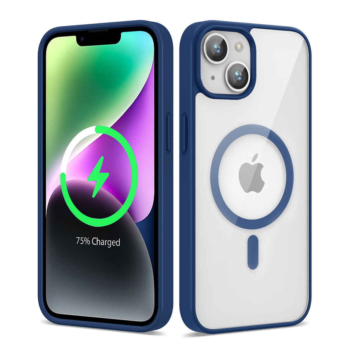 iPhone 14 Kılıf Magsafe Wireless Şarj Özellikli Silikon Ege Kapak Mavi