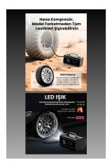 Jump Starter Süpürgeli Akü Takviye Cihazı 18.000MAH 10 in 1 Powerbank, Hava Kompresörü, LCD Ekran