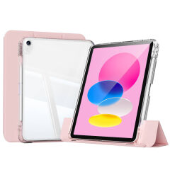 iPad 10.9 2022 (10.Nesil) Kılıf Magnetik Ayrılabilen Airbagli Sliding Tablet Kılıfı Pembe