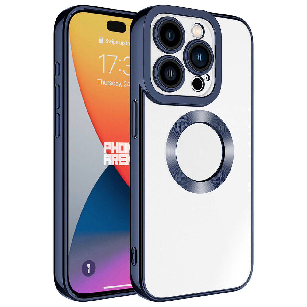 iPhone 15 Pro Kılıf Kamera Korumalı Logo Gösteren Omega Kapak Lacivert