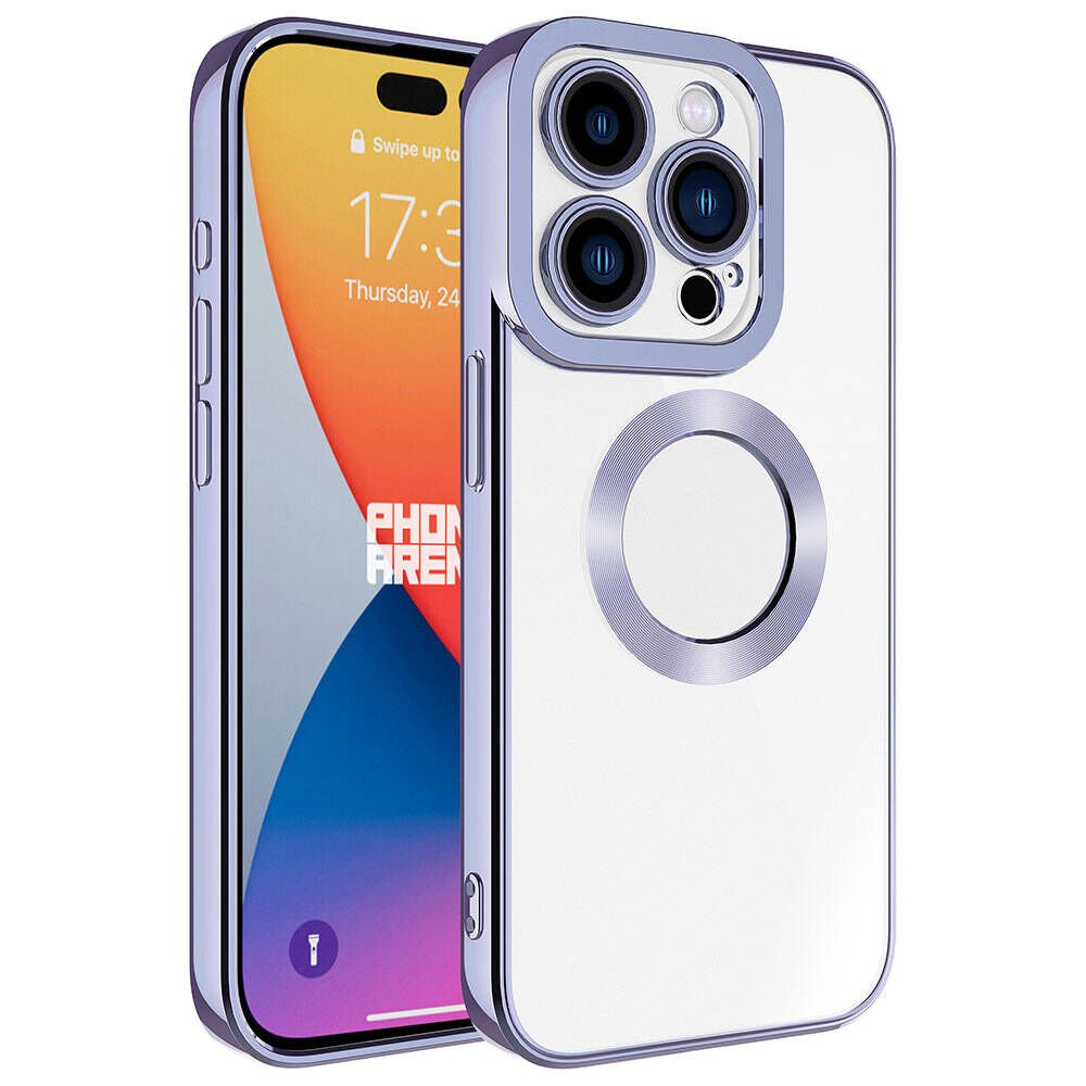 iPhone 15 Pro Kılıf Kamera Korumalı Logo Gösteren Omega Kapak Lila