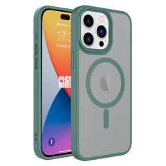 iPhone 15 Pro Max Kılıf Mat Arka Yüzey Wireless Şarj Özellikli Flet Magsafe Kapak Kılıf