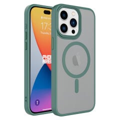 iPhone 15 Pro Max Kılıf Mat Arka Yüzey Wireless Şarj Özellikli Flet Magsafe Kapak Kılıf