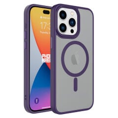 iPhone 15 Pro Max Kılıf Mat Arka Yüzey Wireless Şarj Özellikli Flet Magsafe Kapak Kılıf