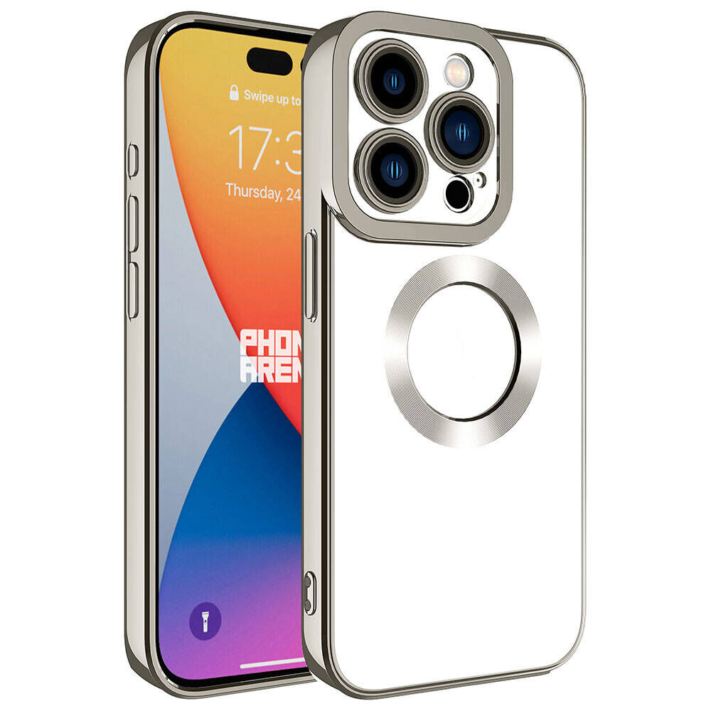 iPhone 15 Pro Kılıf Kamera Korumalı Logo Gösteren Omega Kapak Titanyum