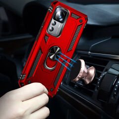 Xiaomi Mi 12T Pro Kılıf Vega Tank Sert Yüzüklü Standlı Zırh Koruma Kapak