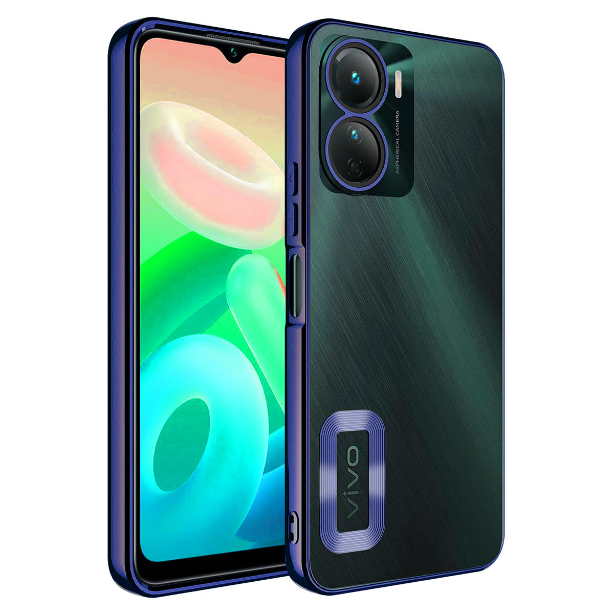 Vivo Y16 Kılıf Kamera Korumalı Logo Gösteren Omega Kapak Lacivert